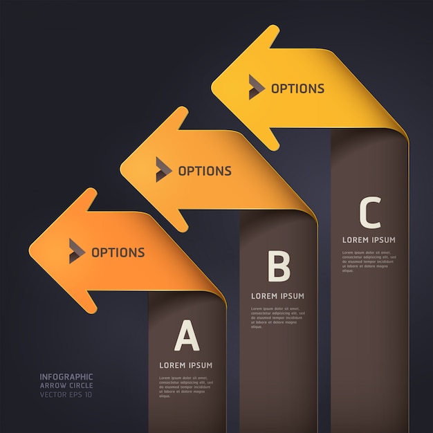 Vector modern arrow origami style step up options template. workflow layout, diagram, web design, number options, infographics.