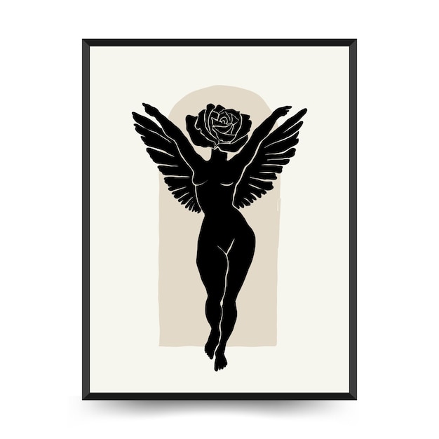 Modern Art Poster with body women and flower Matisse Abstract Set Aesthetic Modern Boho Decor