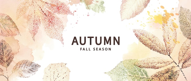 Vector modern autumn banner with fall leaves trendy autumn poster with grainy transparent leaves and