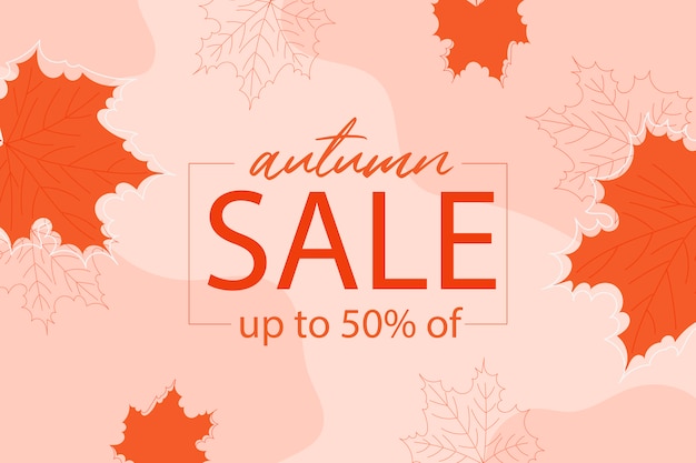 Modern autumn sale banner with leaves.