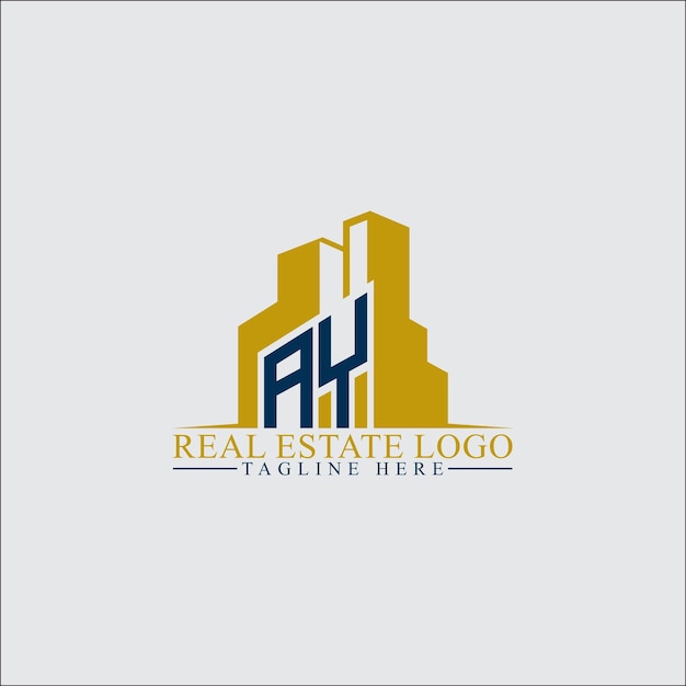 Modern AY Real Estate Logo Design with Building Silhouettes