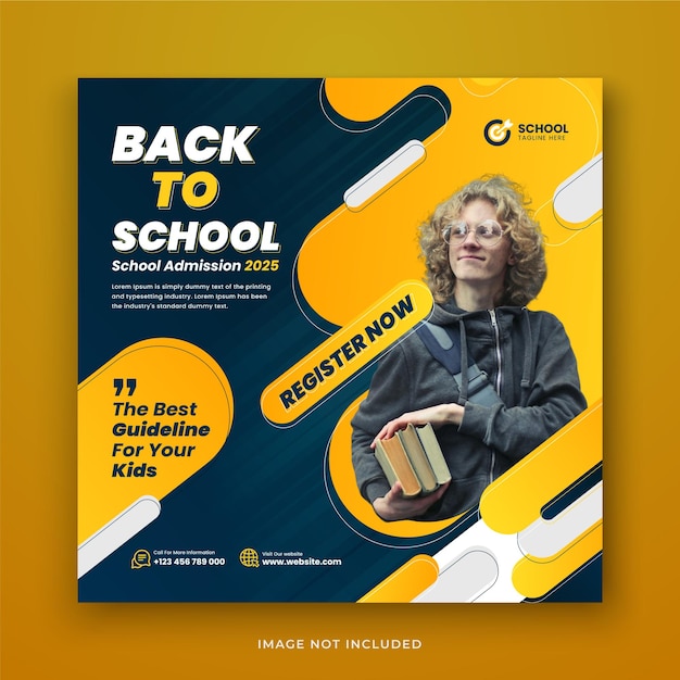 Modern Back to school social media post banner template