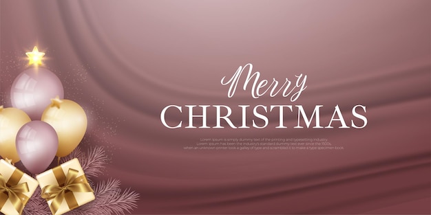 Modern background merry christmas new year banner with realistic element decoration