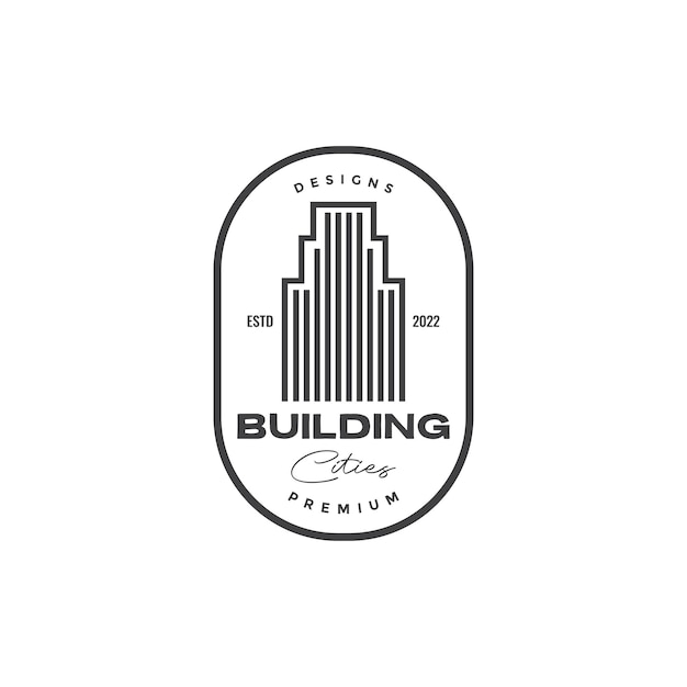 Modern badge with line building skyscraper logo design vector graphic symbol icon illustration creative idea