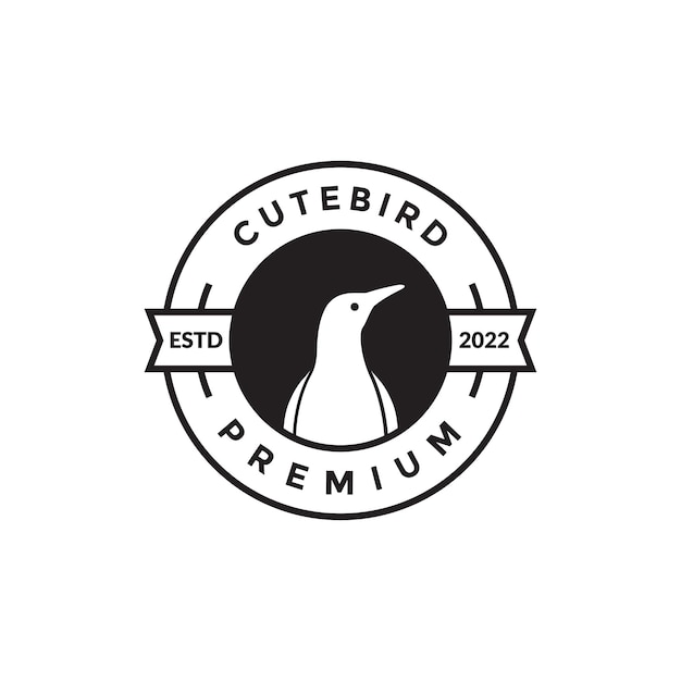 Modern badge with penguin logo design