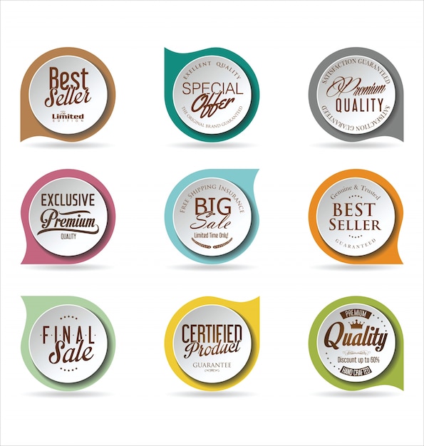 Vector modern badges colorful collection