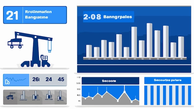 Vector modern bar chart presentation icon with bonus design elements