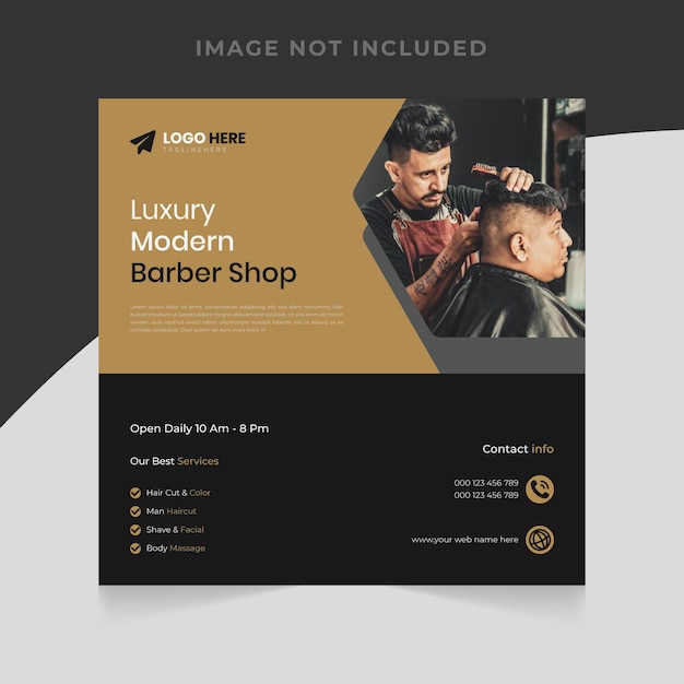 Modern Barber shop men hair cut social media post banner template