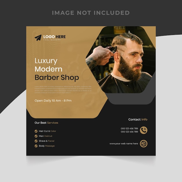 Modern Barber shop men hair cut social media post banner template