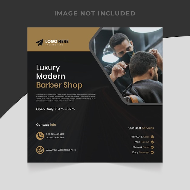 Modern Barber shop men hair cut social media post banner template