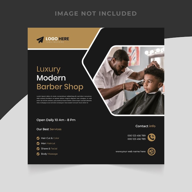 Modern Barber shop men hair cut social media post banner template