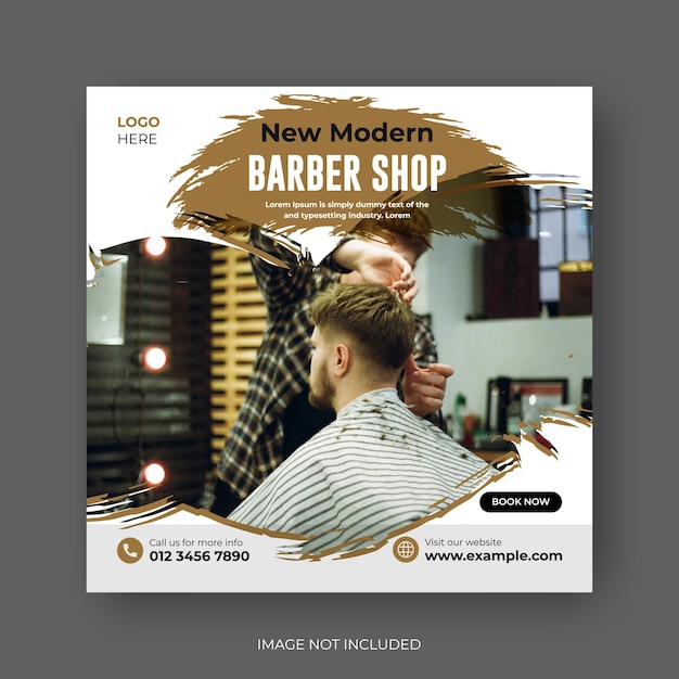 Modern barber shop social media template square post banner or square flyer