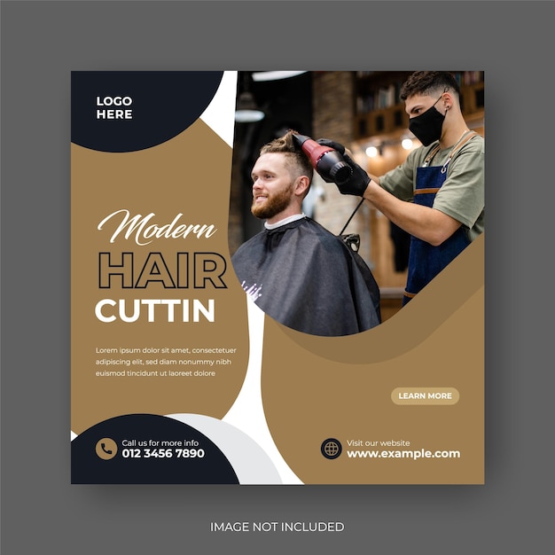 Modern barber shop social media template Square post banner