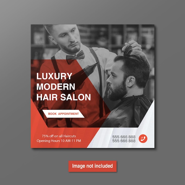 Modern barbershop or haircut social media post banner template