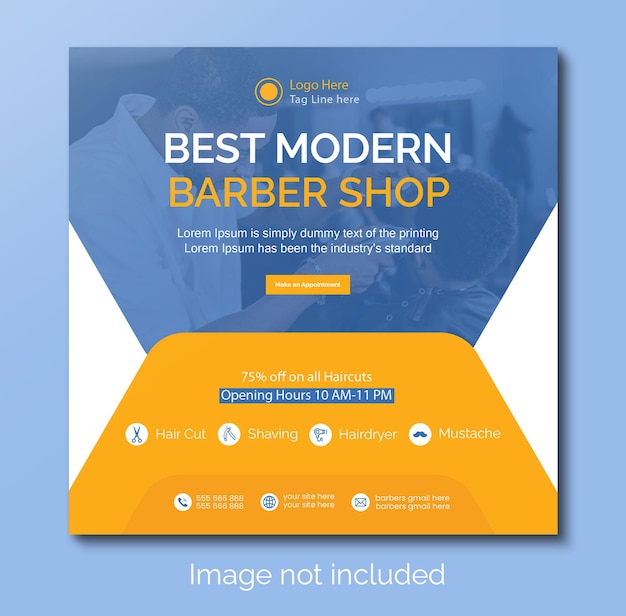 Modern barbershop or haircut social media post banner template