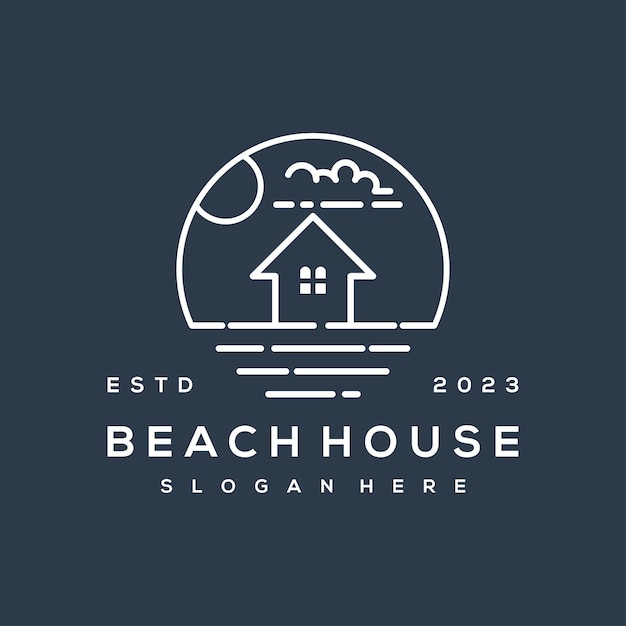 Modern beach and house symbol logo design