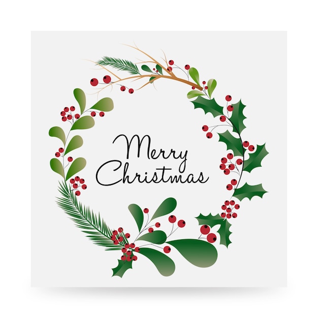 Modern beautifully designed Merry Christmas floral artwork 