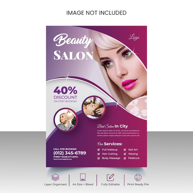 Modern beauty spa salon flyer template