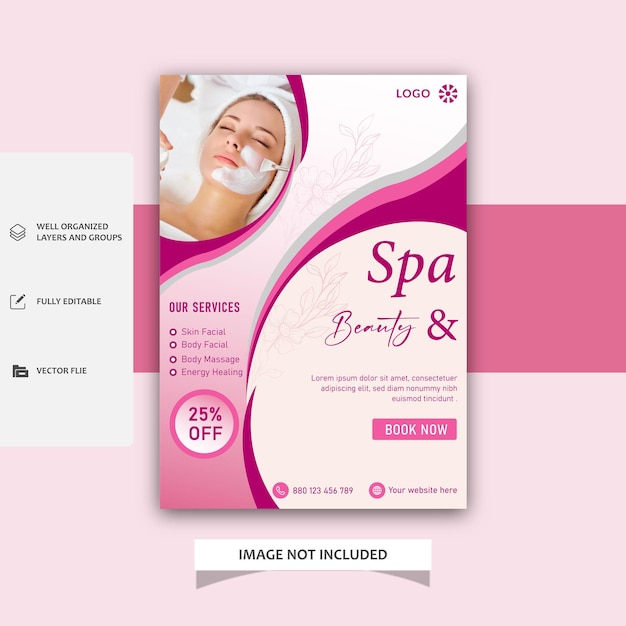 Modern beauty spa salon flyer template