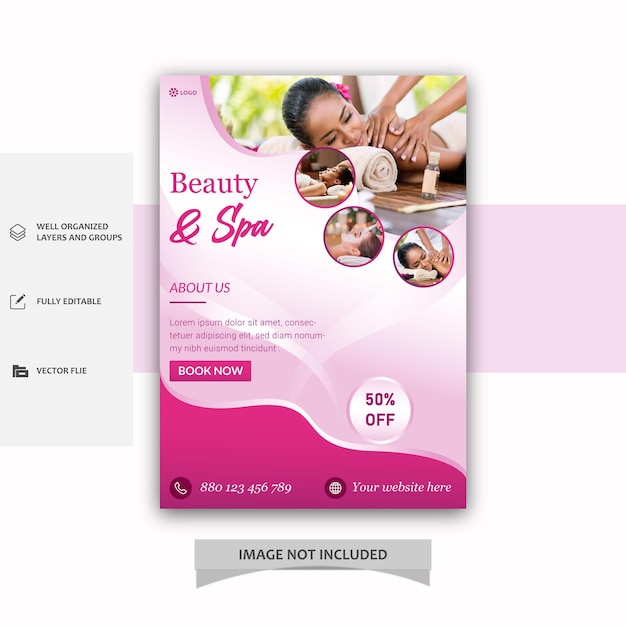 Modern beauty spa salon flyer template