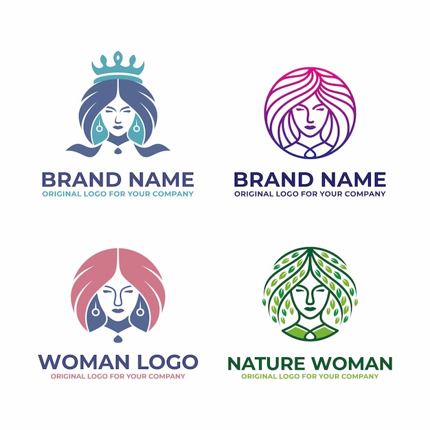 Modern, Beauty woman logo collection.