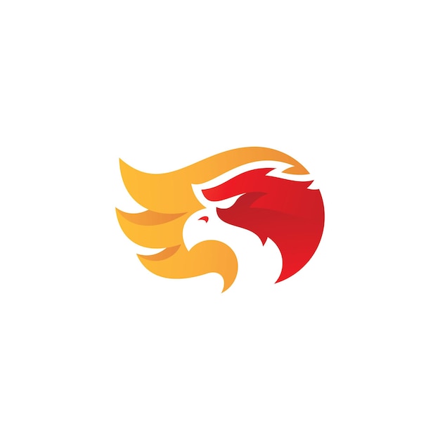 Modern Bird Eagle Falcon or Hawk Head and Wing Logo Design with Colorful Gradient Color