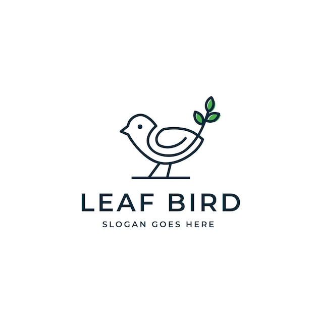 Modern bird logo with leaf on tail