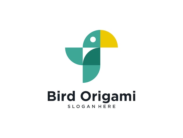 Modern bird origami logo design