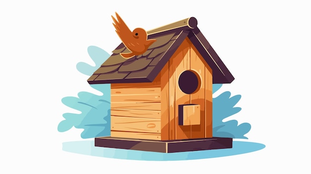 Modern Birdhouse Flat Vector Isolated on White Background