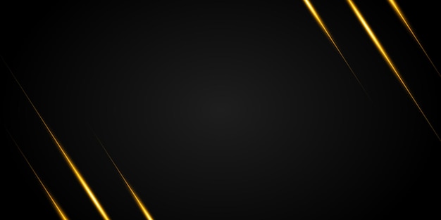 Vector modern black abstract background with golden lines on dark