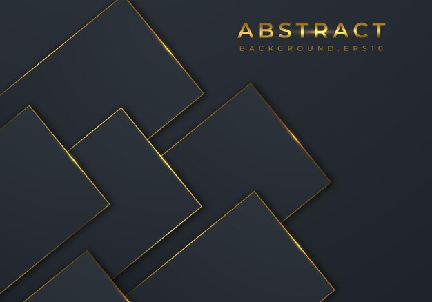 Vector modern black abstract golden line layer decoration on dark background with copy space for text