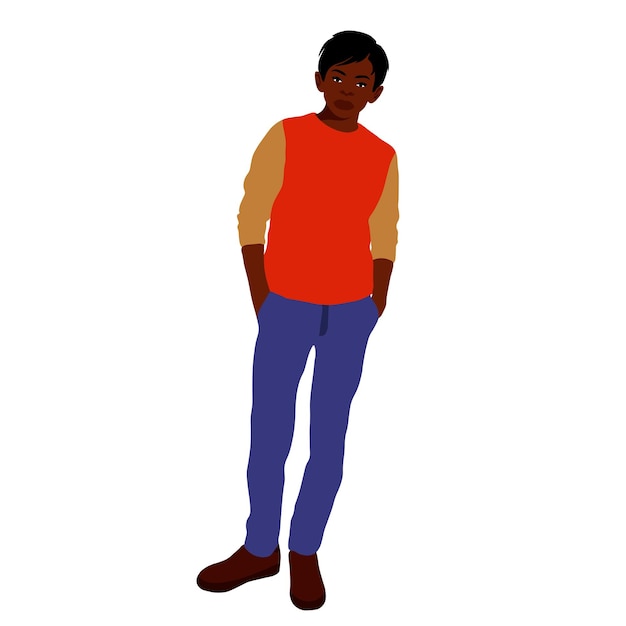 Modern black boy in elegant art style vector