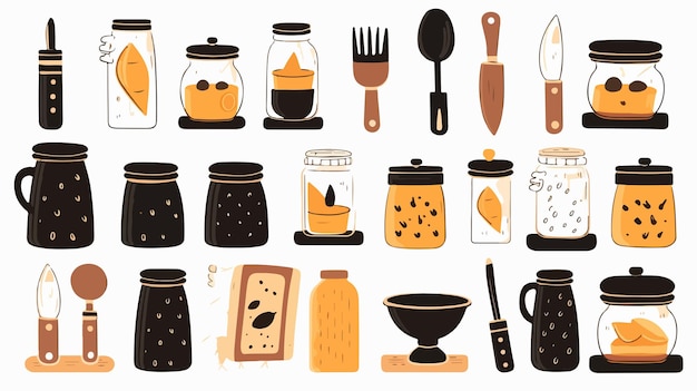 Modern Black Cooking Measures Icons Collection for Culinary Design