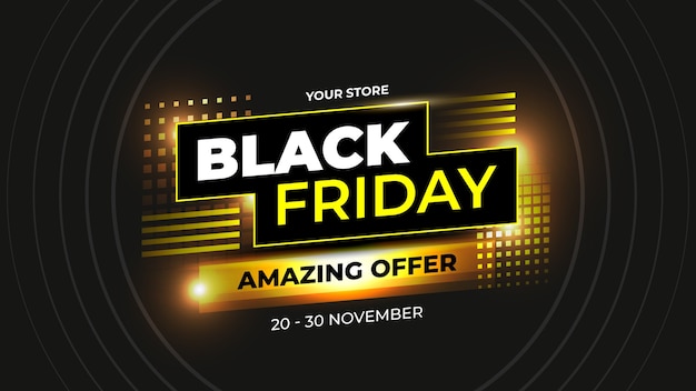 Modern Black Friday Amazing Offer with Yellow Abstract Concept