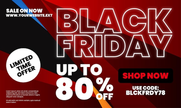 Modern black friday sale event with red and black shape banner design