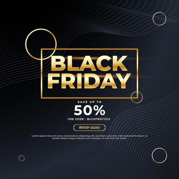 Modern black friday with golden frame vector illustration