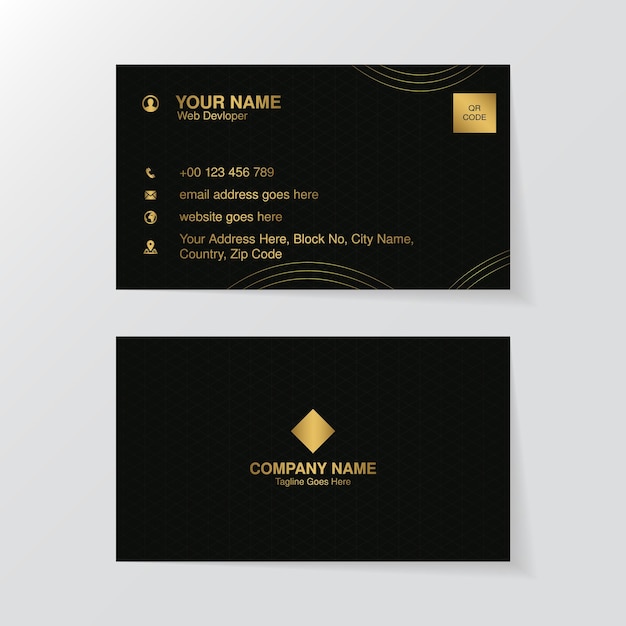 Modern black and Golden Business , Visiting card template