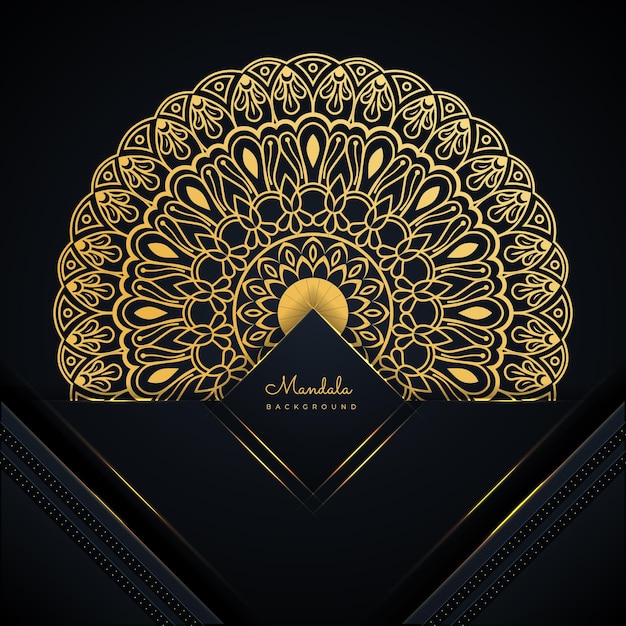 Modern Black and Golden Mandala Background Design