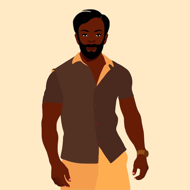 Modern black man in elegant art style vector