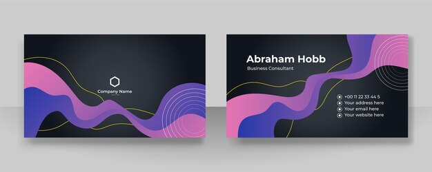 Vector modern black pink purple and white business card design template