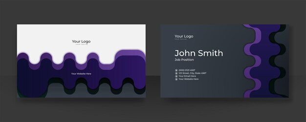 Vector modern black purple business card design template