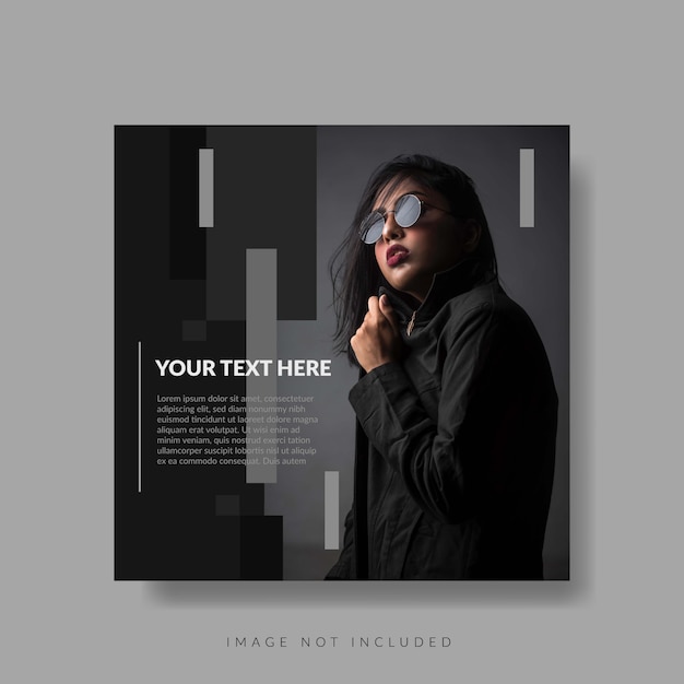 modern black social media post template with text