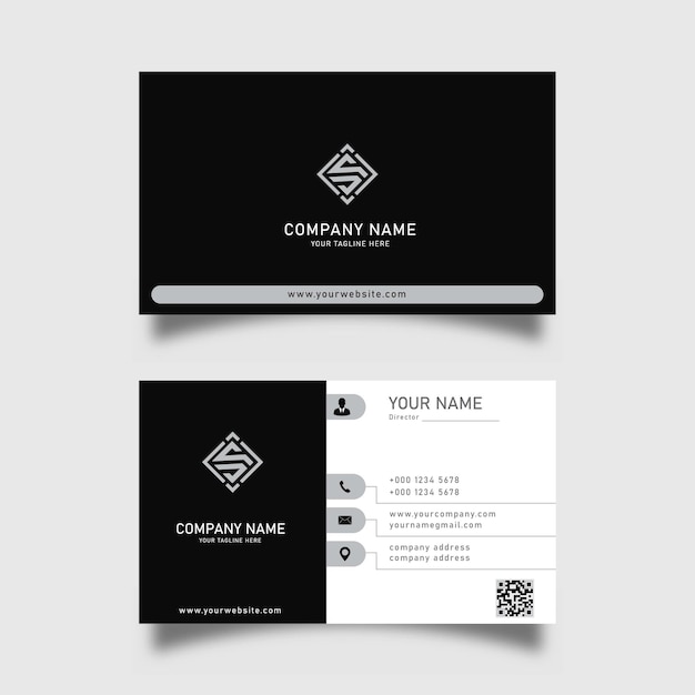 Modern black white business card design template