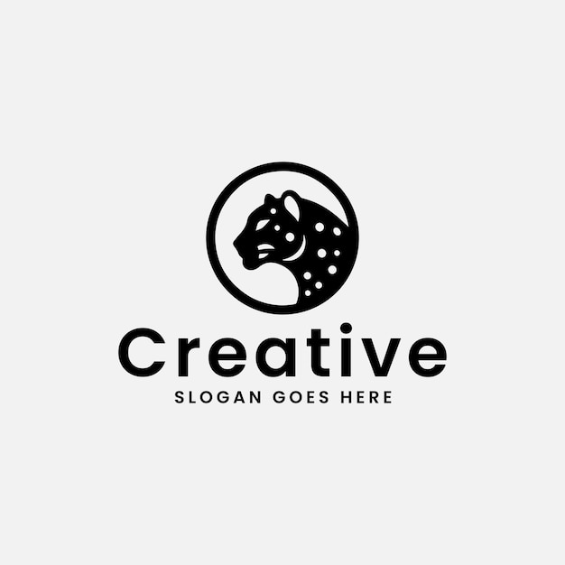 Modern Black and White Logo Featuring a Spotted Leopard for a Creative Brand