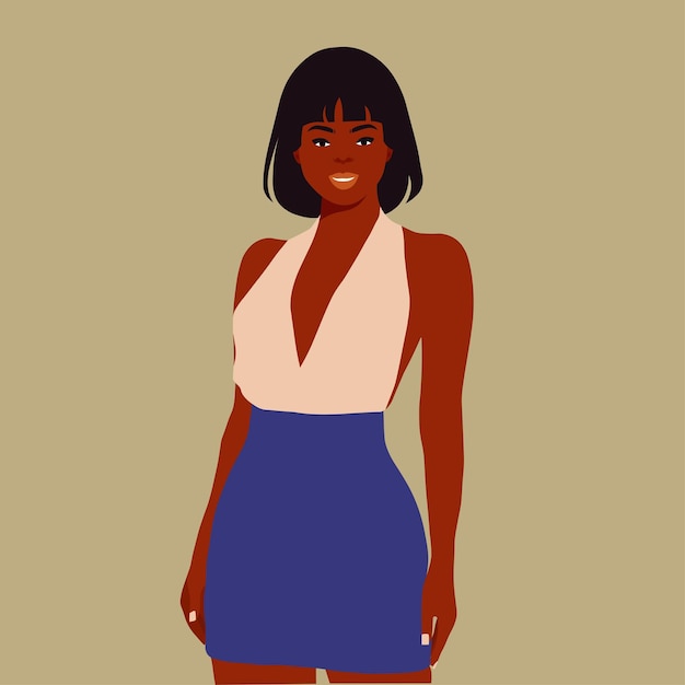 Modern black woman in elegant art style vector