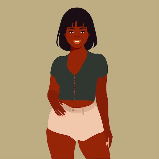 Modern black woman in elegant art style vector