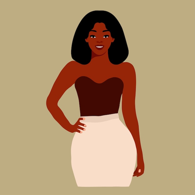 Modern black woman in elegant art style vector