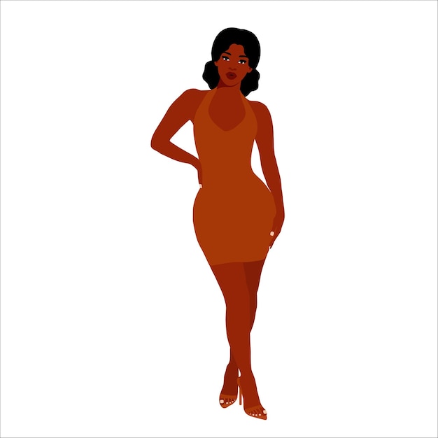 Modern black woman in elegant art style vector