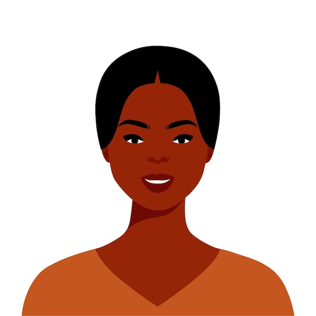 Modern black woman in elegant vector portrait