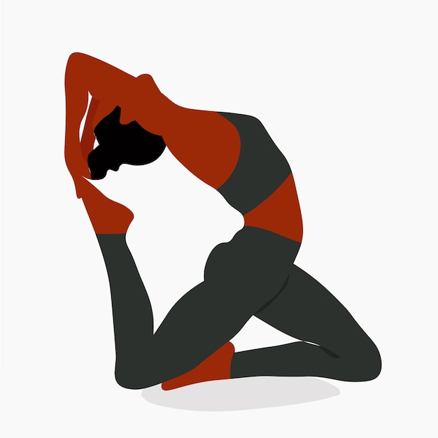 Modern black woman practicing yoga in elegant line art style vector